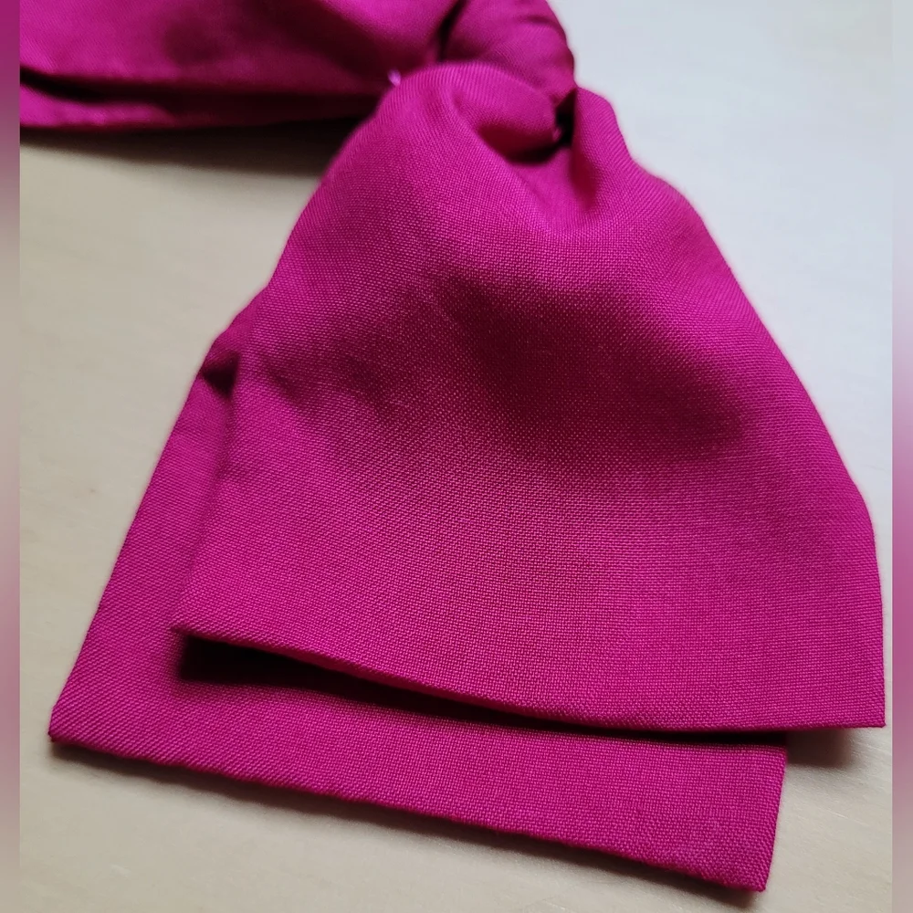 Symphony Scarfs 100% Silk Vintage Bow Pin/Brooch, Fuschia Pink